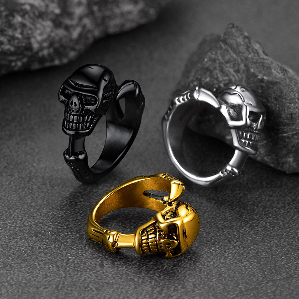 Men's Gothic Skull Ring | Stainless Steel Biker – FaithHeart Jewelry