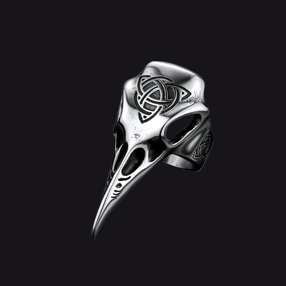 FaithHeart Viking Raven Skull Ring With Celtic Knot For Men FaithHeart