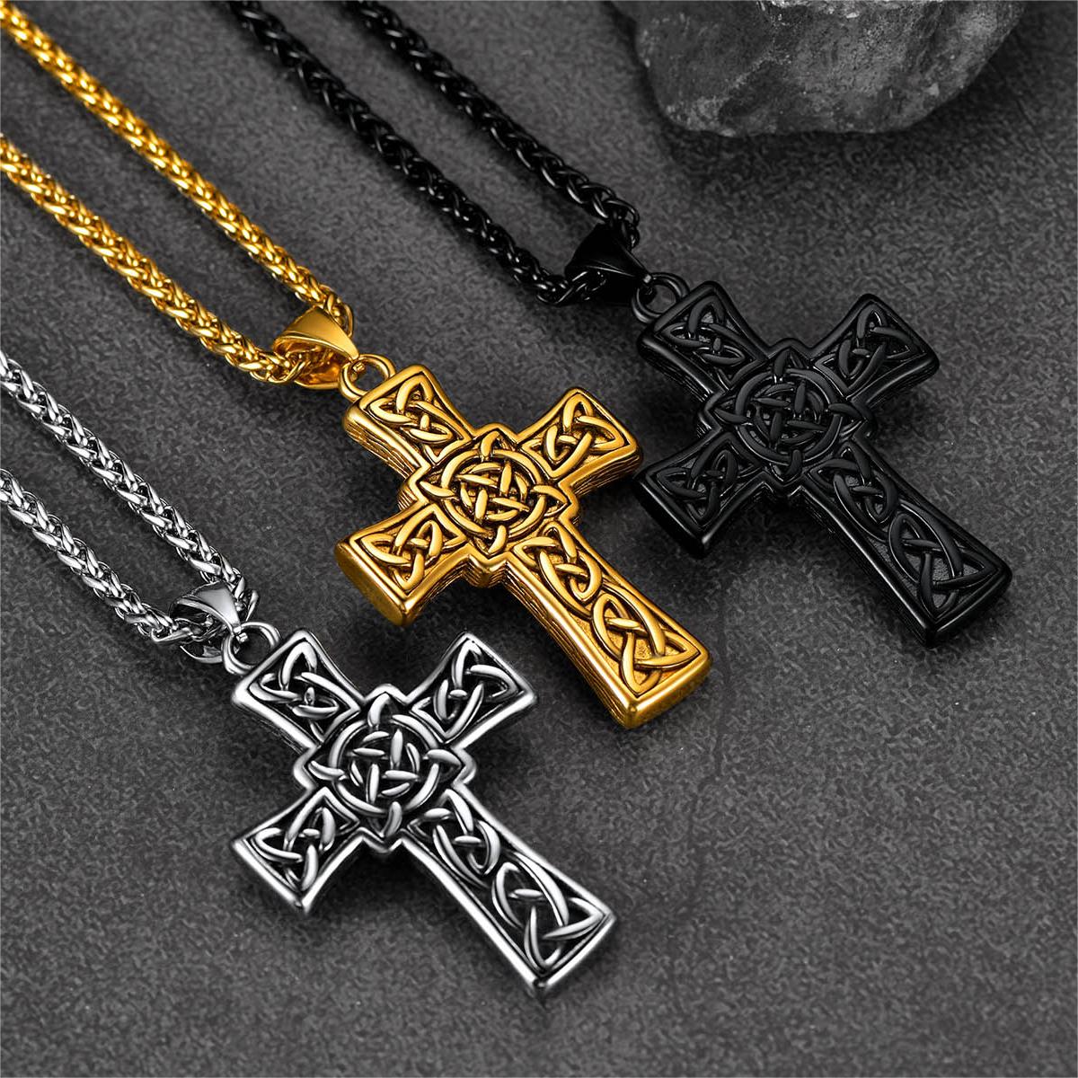 FaithHeart Turquoise Celtic Cross Pendant Necklace For Men FaithHeart