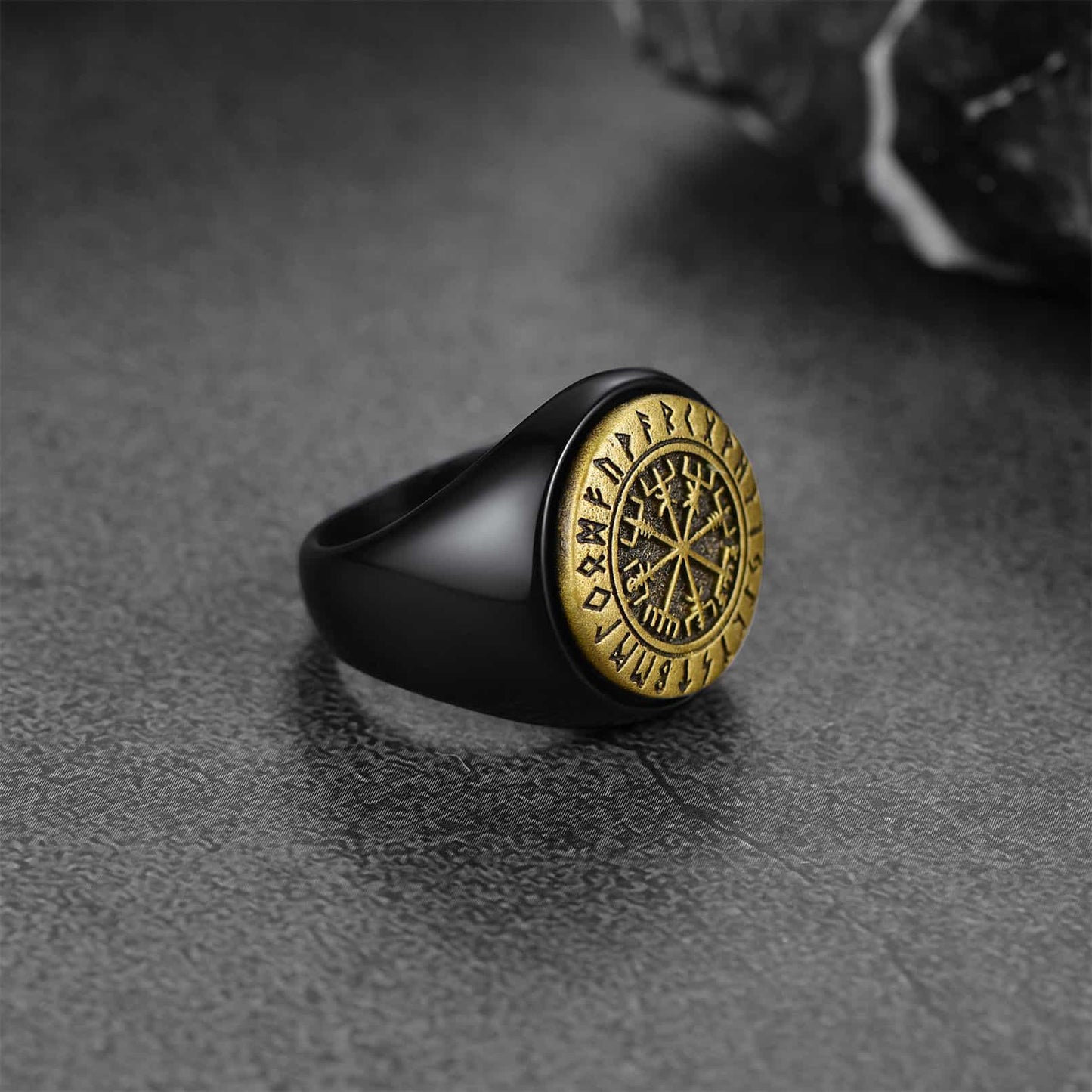 FaithHeart Viking Compass Vegvisir Ring with Runes For Men FaithHeart
