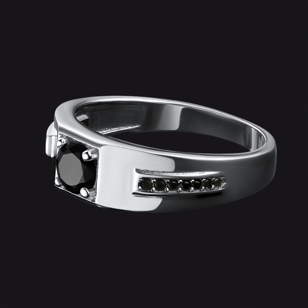 Onyx Ring Diamond Ring Sterling Silver
