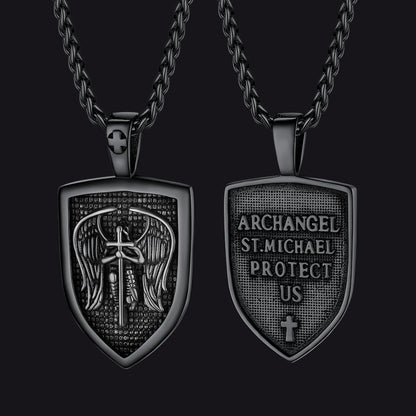 FaithHeart Shield Archangel St. Michael Protection Necklace For Men FaithHeart