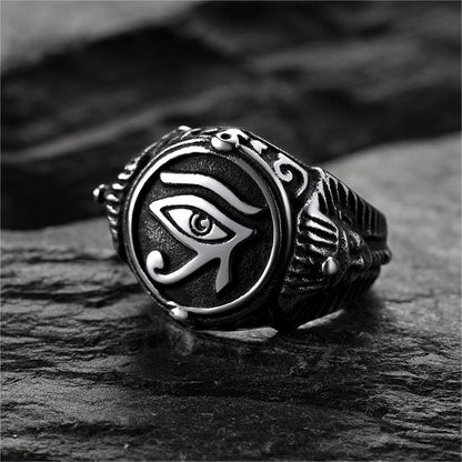 FaithHeart Egyptian Eye of Horus Signet Ring For Men FaithHeart