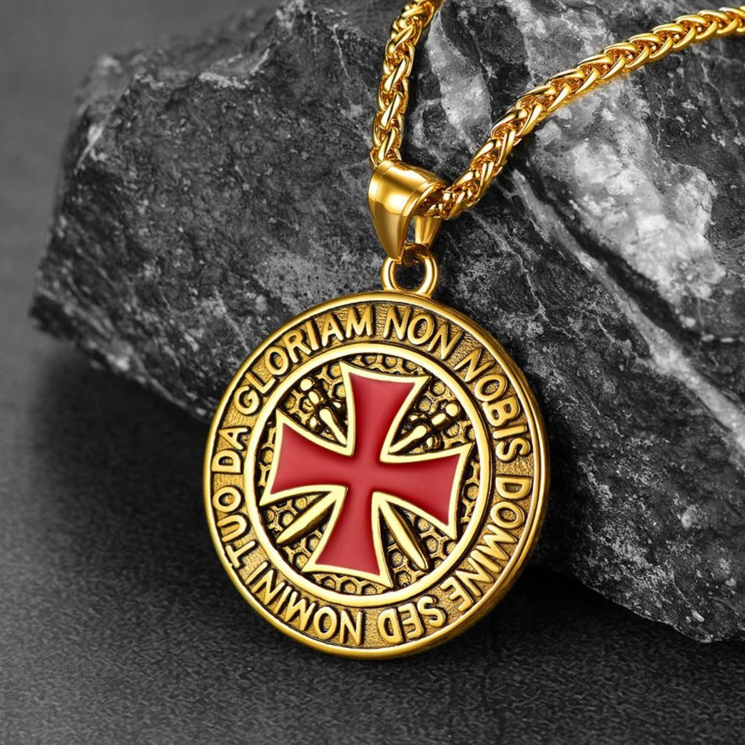 FaithHeart Knights Templar Cross Medallion Necklace For Men FaithHeart