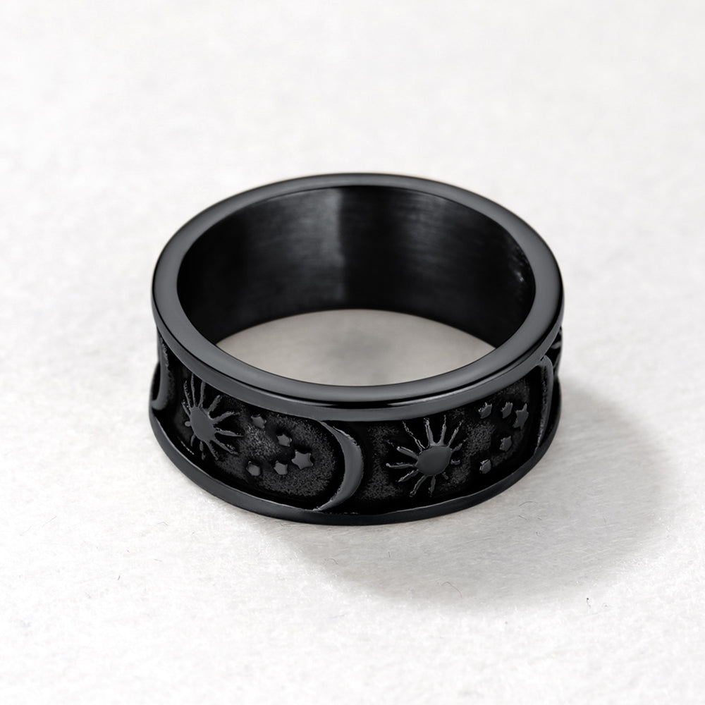FaithHeart Sun Moon Star Band Ring For Men FaithHeart