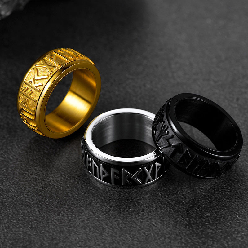 FaithHeart Norse Viking Rune Spinner Ring For Anxiety For Men FaithHeart