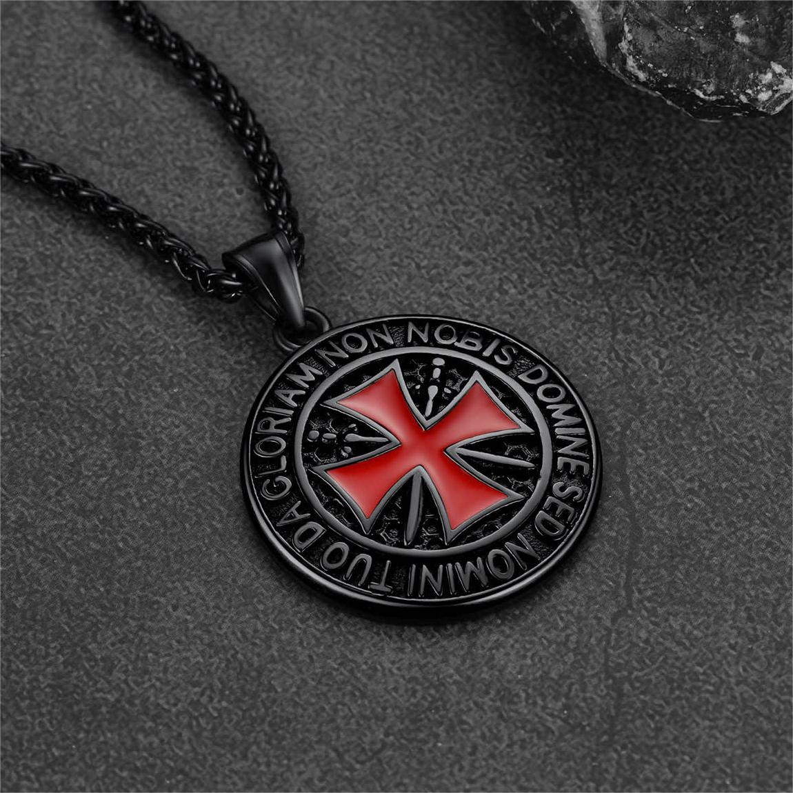 FaithHeart Knights Templar Cross Medallion Necklace For Men FaithHeart