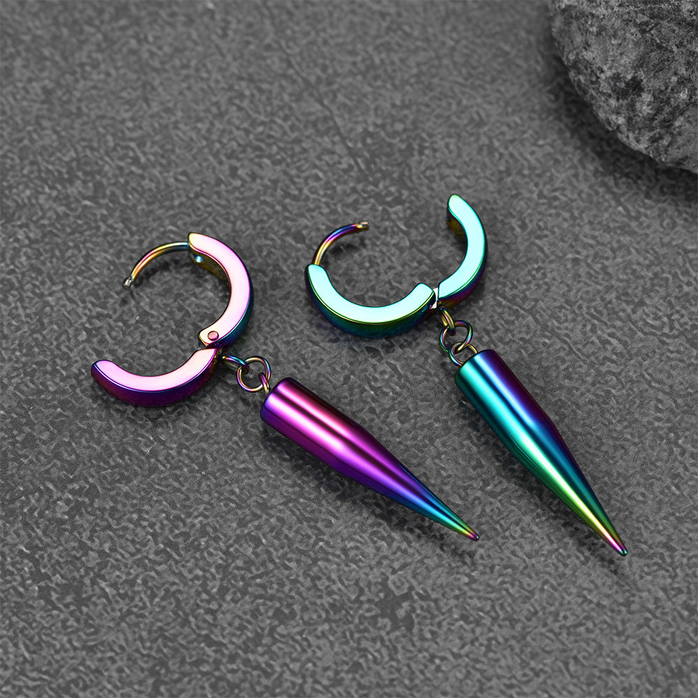 FaithHeart Punk Long Spike Drop Hoop Earrings For Men FaithHeart