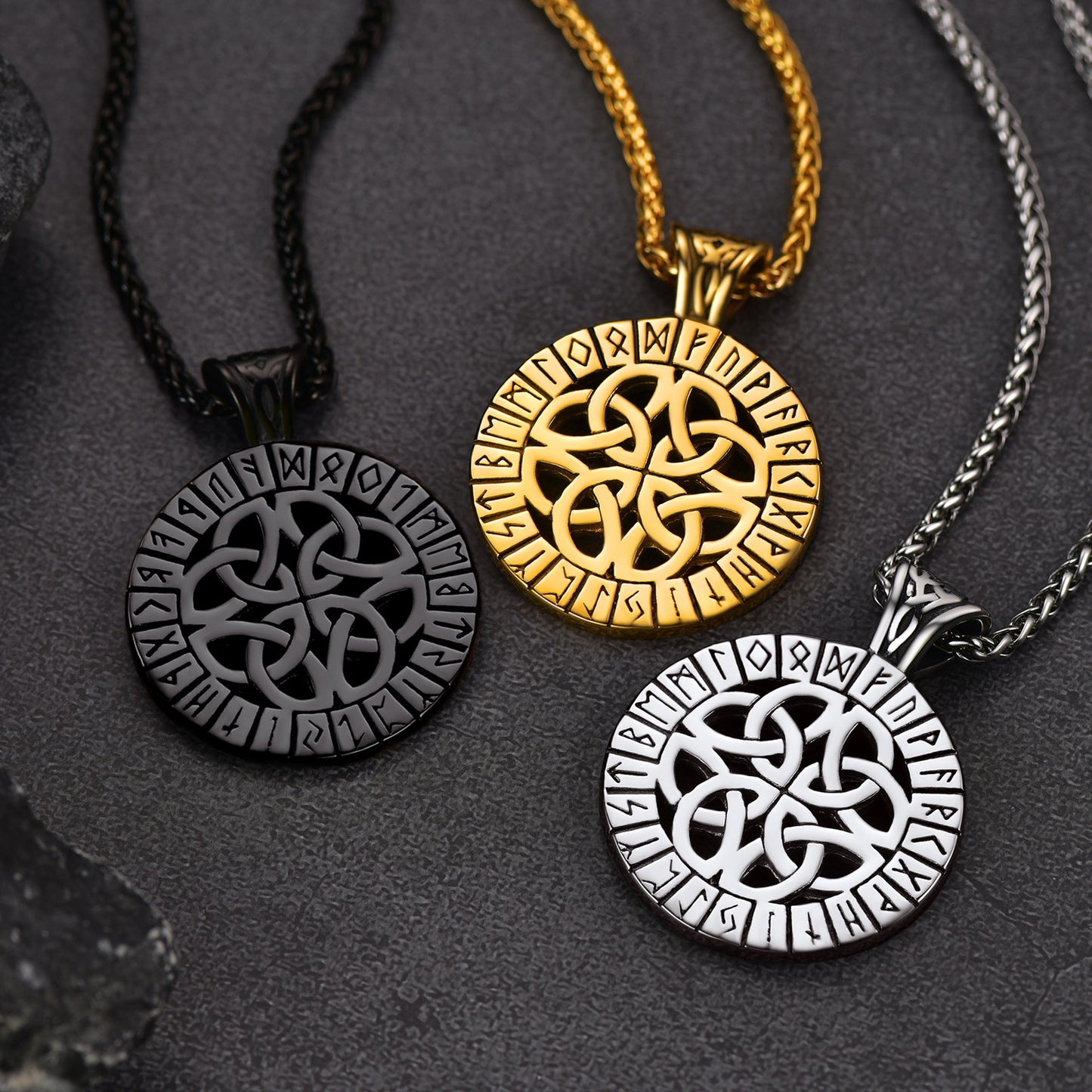 FaithHeart Norse Viking Runes Celtic Knot Necklace For Men FaithHeart