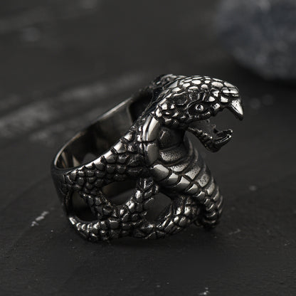 FaithHeart Gothic Huge Cobra Snake Ring Stainless Steel for Men FaithHeart