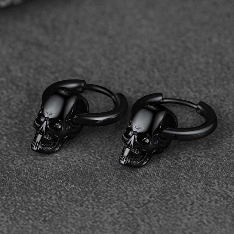 FaithHeart Gothic Skull Hoop Dangle Earrings For Men FaithHeart