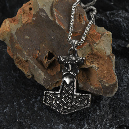 FaithHeart Viking Thor Hammer Necklace Odin Pendant For Men FaithHeart