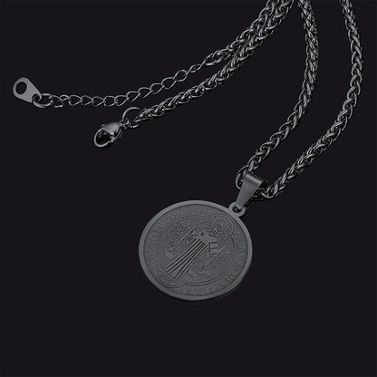 FaithHeart Christian St. Benedict Medal Necklace For Men FaithHeart