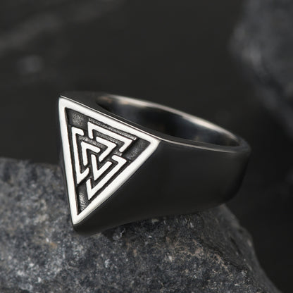 FaithHeart Viking Valknut Triangle Ring for Men FaithHeart
