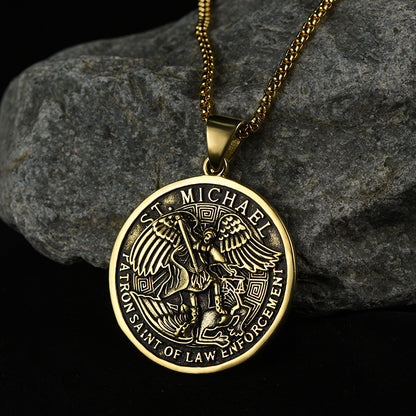 FaithHeart The Archangel St. Michael Medal Necklace For Men FaithHeart