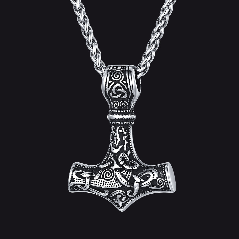 FaithHeart Viking Thor's Hammer Necklace Mjolnir Necklace for Men FaithHeart