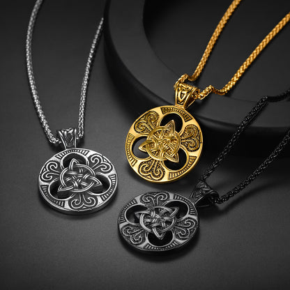 FaithHeart Vintage Celtic Triple Knot Necklace Amulet Pendant for Men FaithHeart