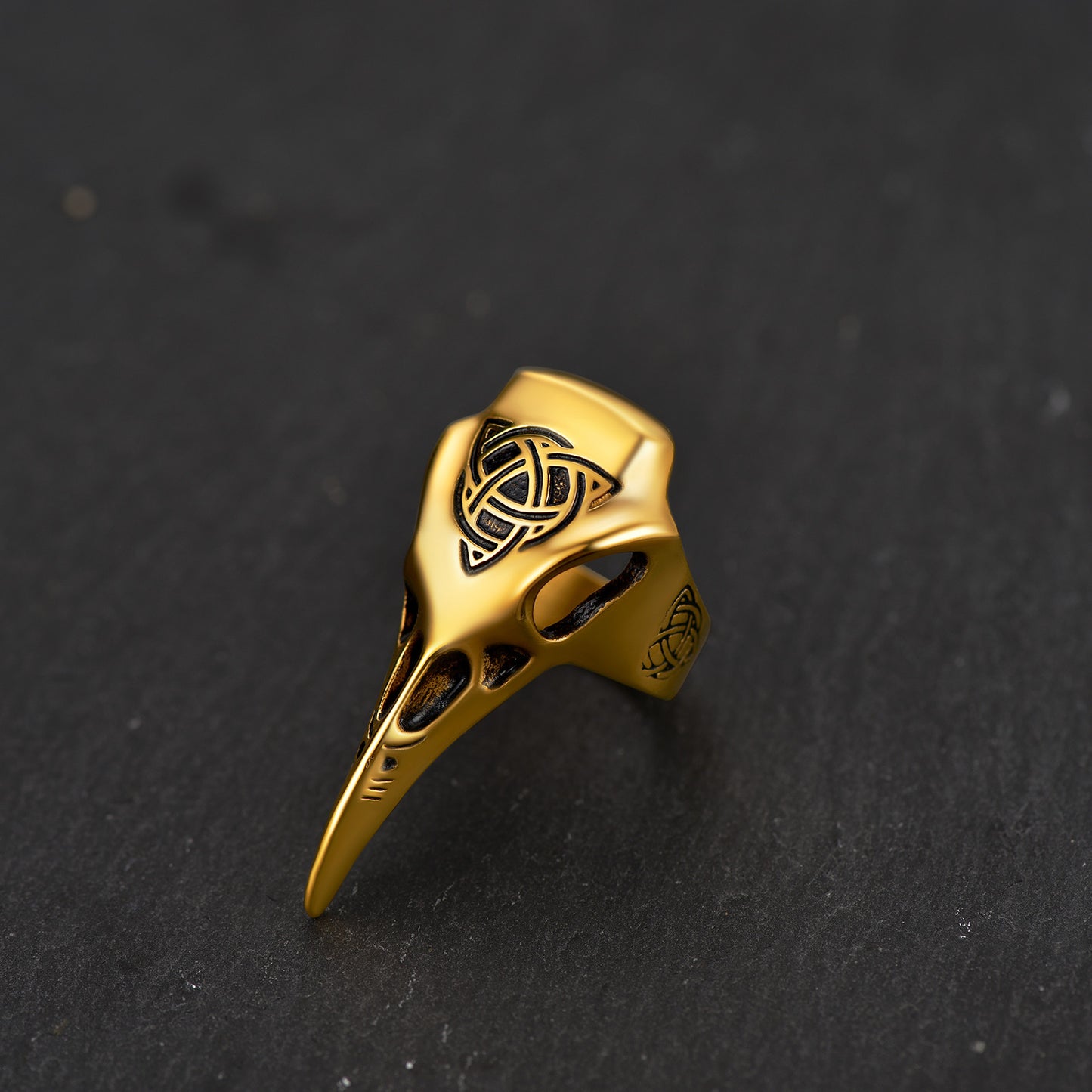 FaithHeart Viking Raven Skull Ring With Celtic Knot For Men FaithHeart