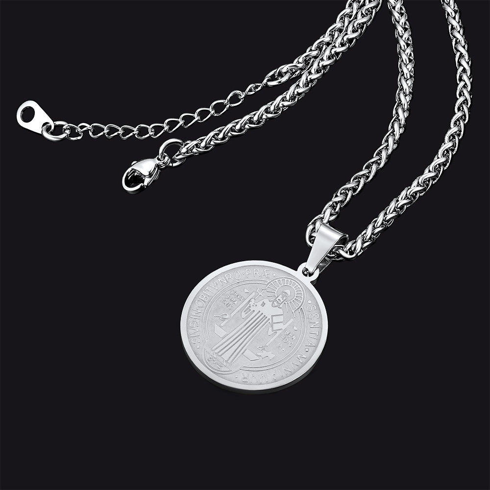 FaithHeart Christian St. Benedict Medal Necklace For Men FaithHeart