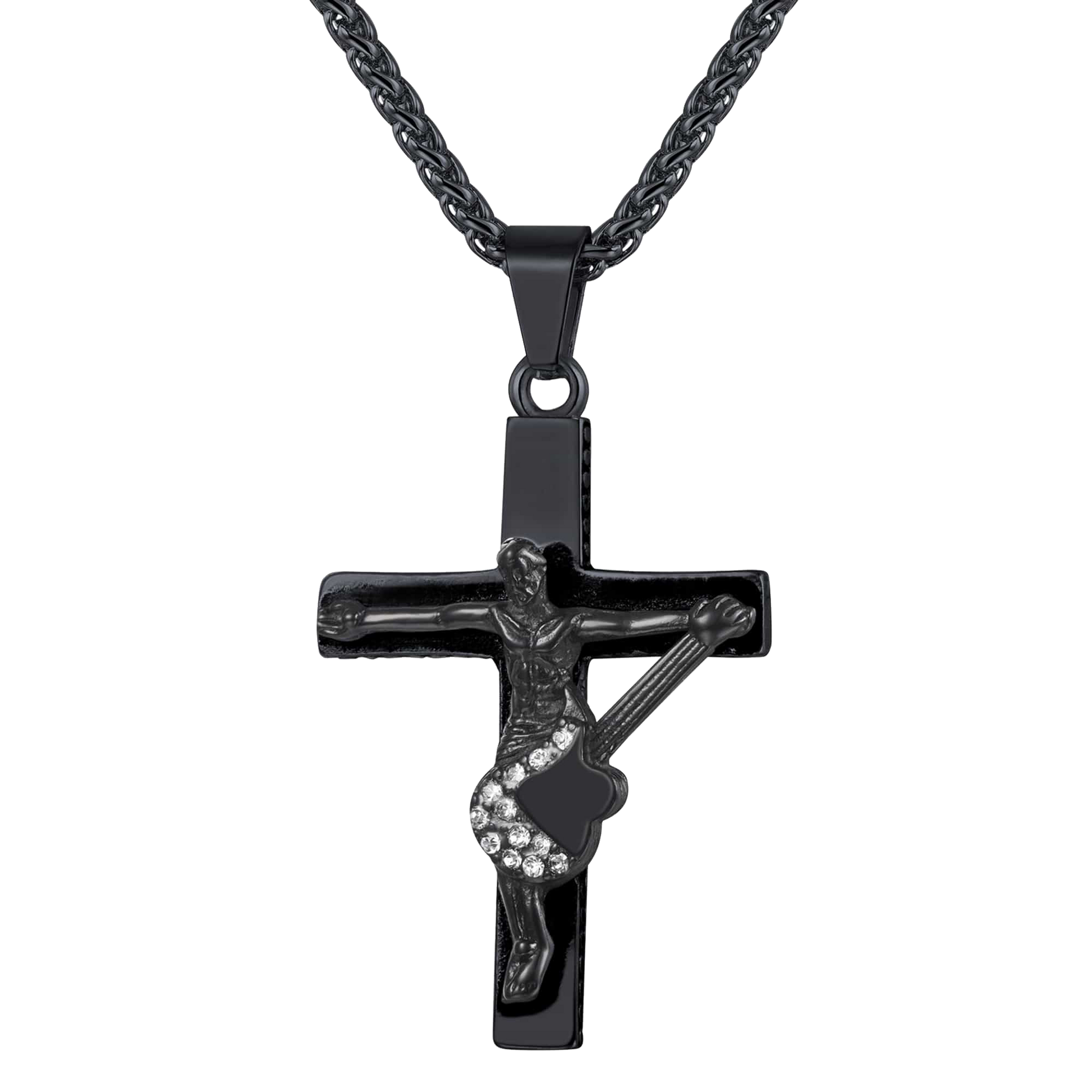 FaithHeart Guitar Jesus Cross Necklace Pendant for Men FaithHeart