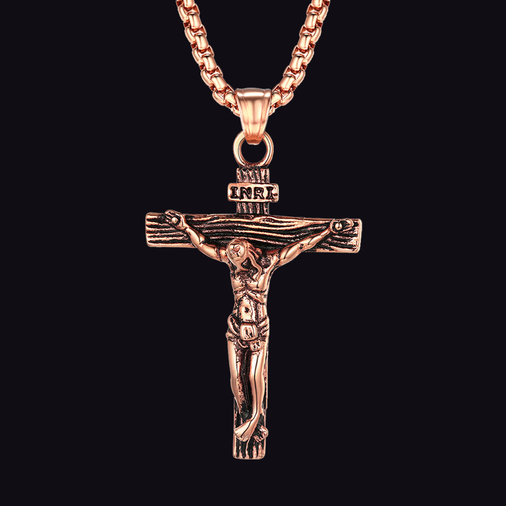 FaithHeart Catholic Cross Crucifix Necklace Jesus Pendant For Men/Women FaithHeart