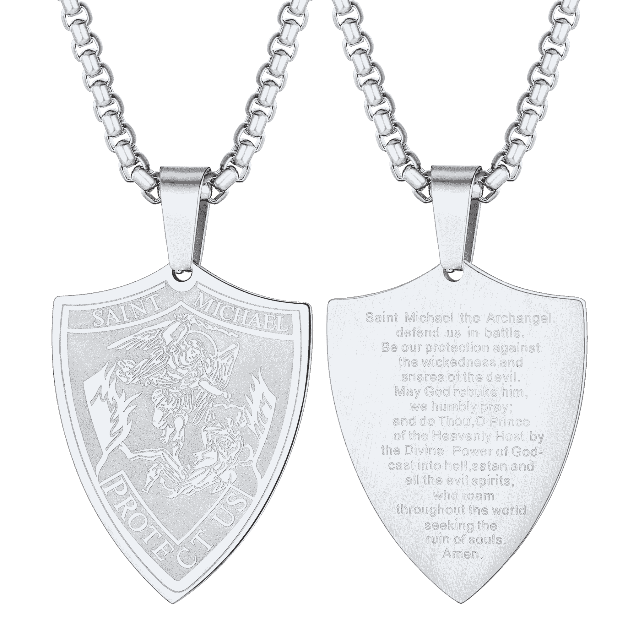 Saint Michael Necklace Shield Archangel Protection Pendant