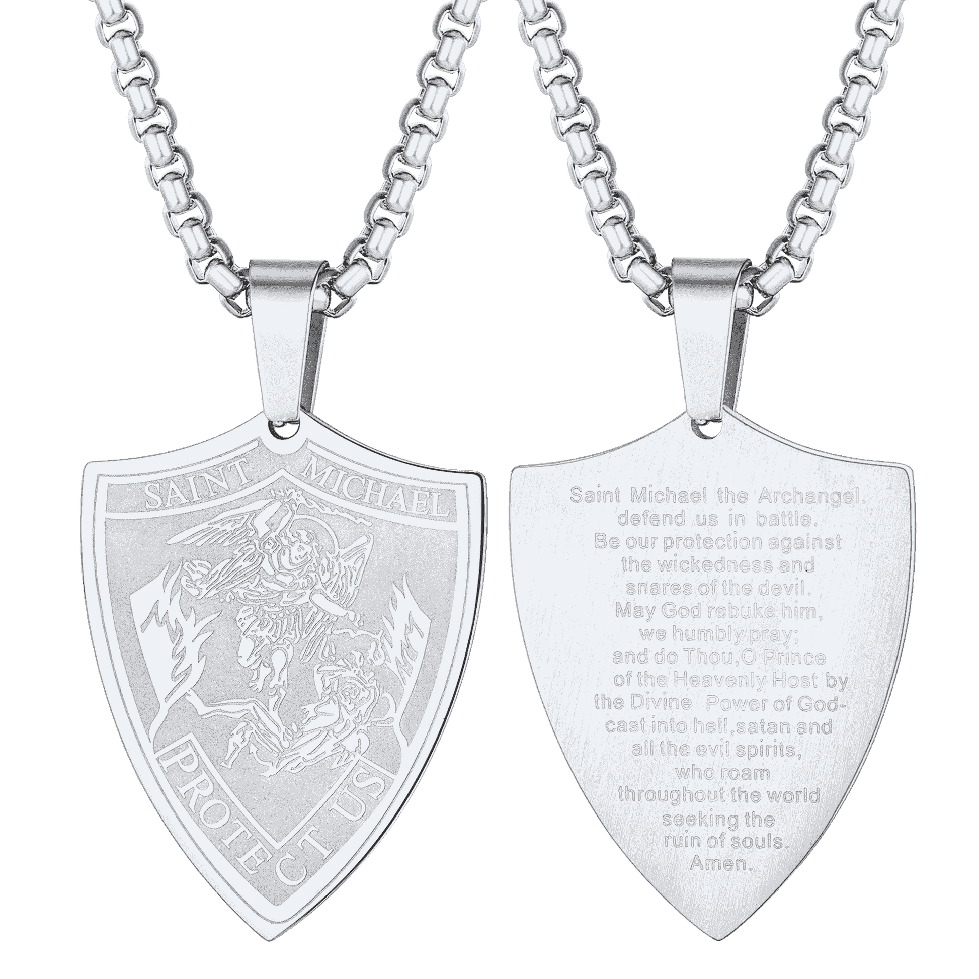 FaithHeart Saint Michael Necklace Shield Archangel Protection Pendant For Men FaithHeart