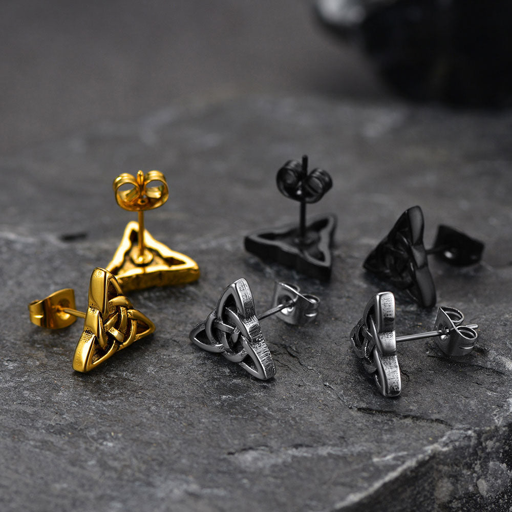 FaithHeart Trinity Celtic Knot Stud Earrings For Men FaithHeart