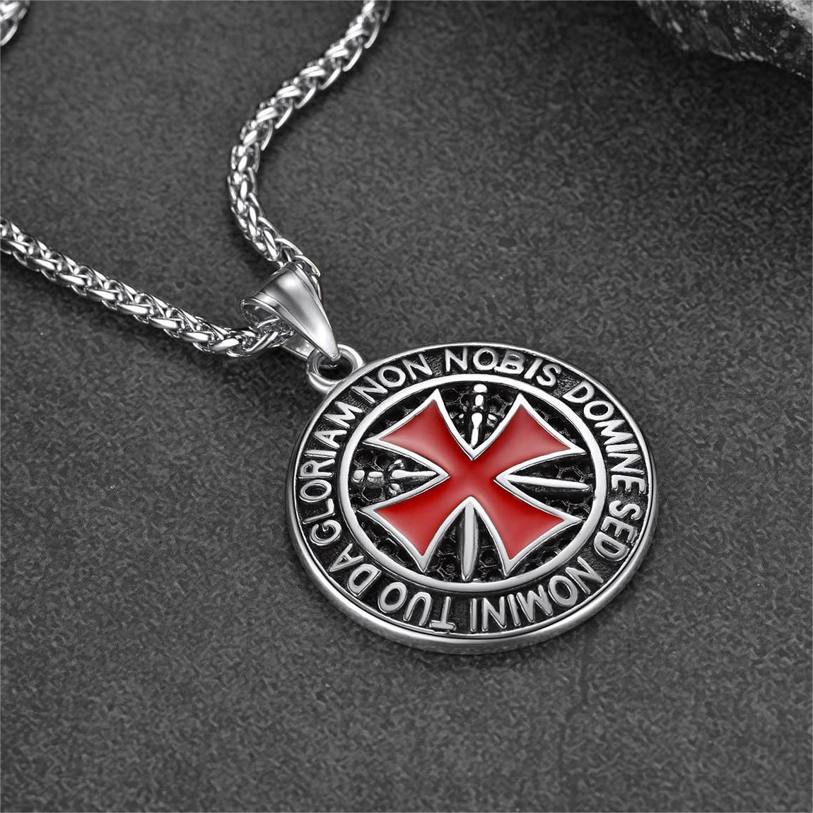 FaithHeart Knights Templar Cross Medallion Necklace For Men FaithHeart