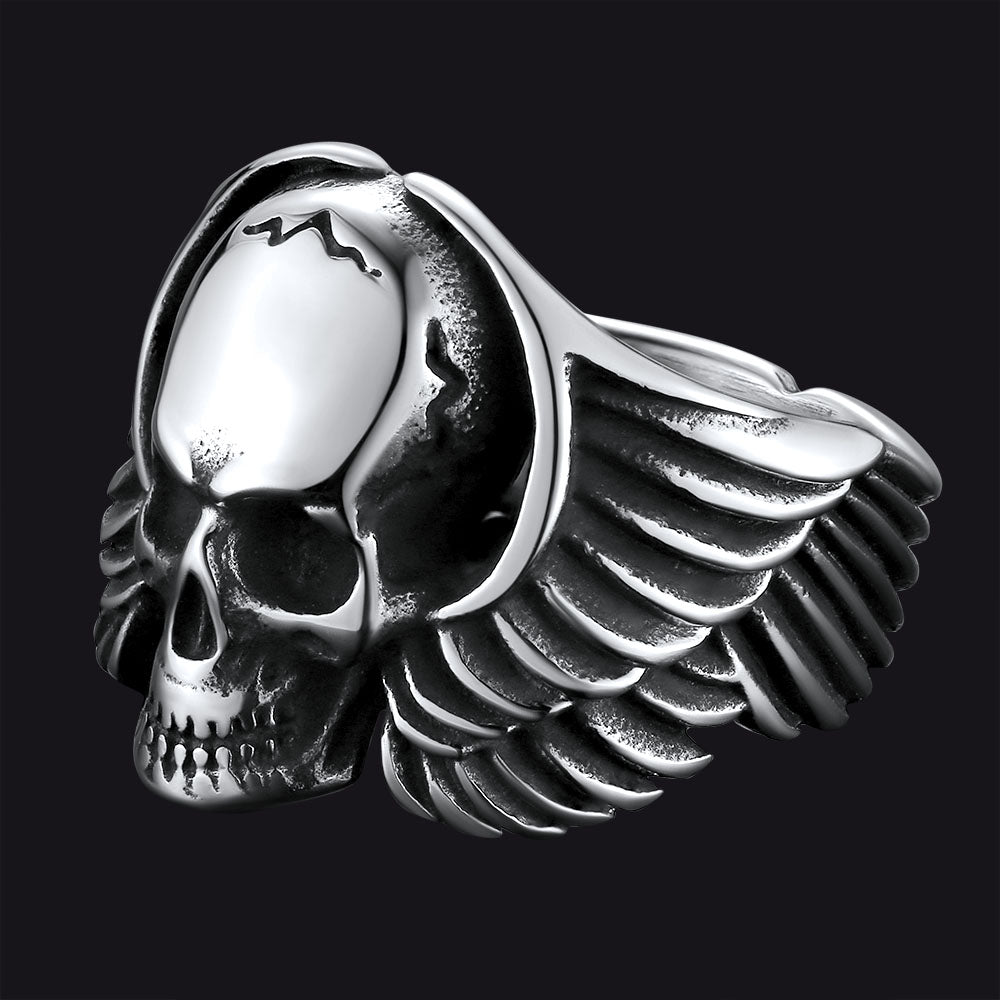 Biker Wings Skull Stainless Steel Ring