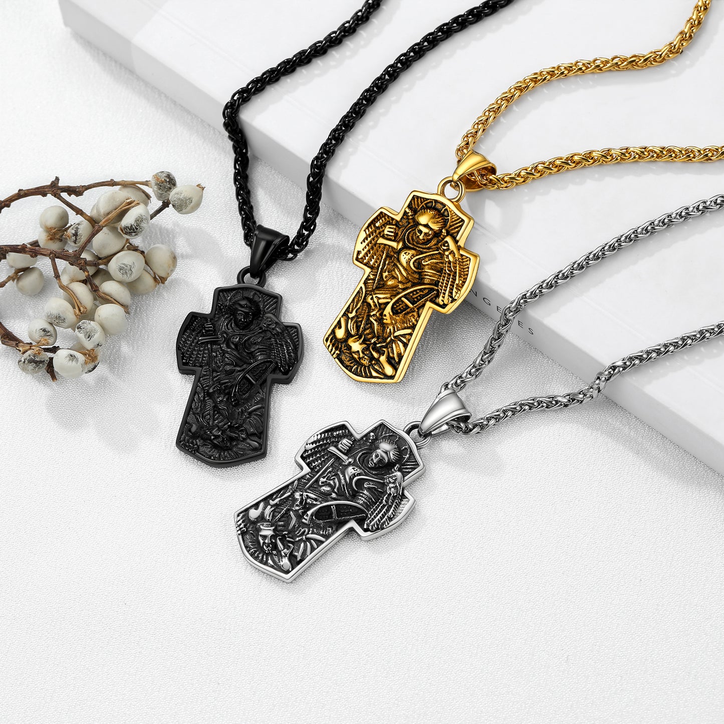 FaithHeart Archangel St. Michael Cross Necklace Protection Pendant FaithHeart