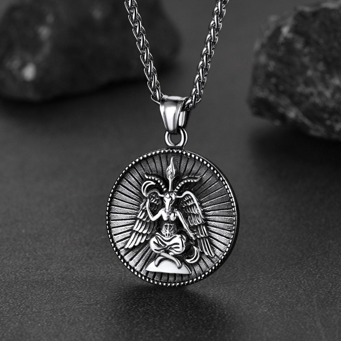 FaithHeart Baphomet Satanic Goat Leviathan Cross Necklace for Men FaithHeart