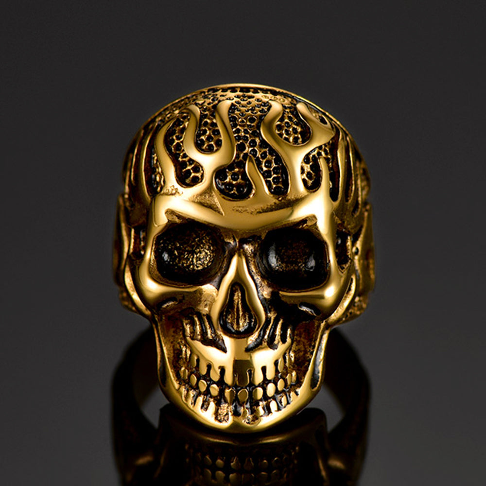 Gothic Skull Ring for Men - Stainless Steel | Fire Design