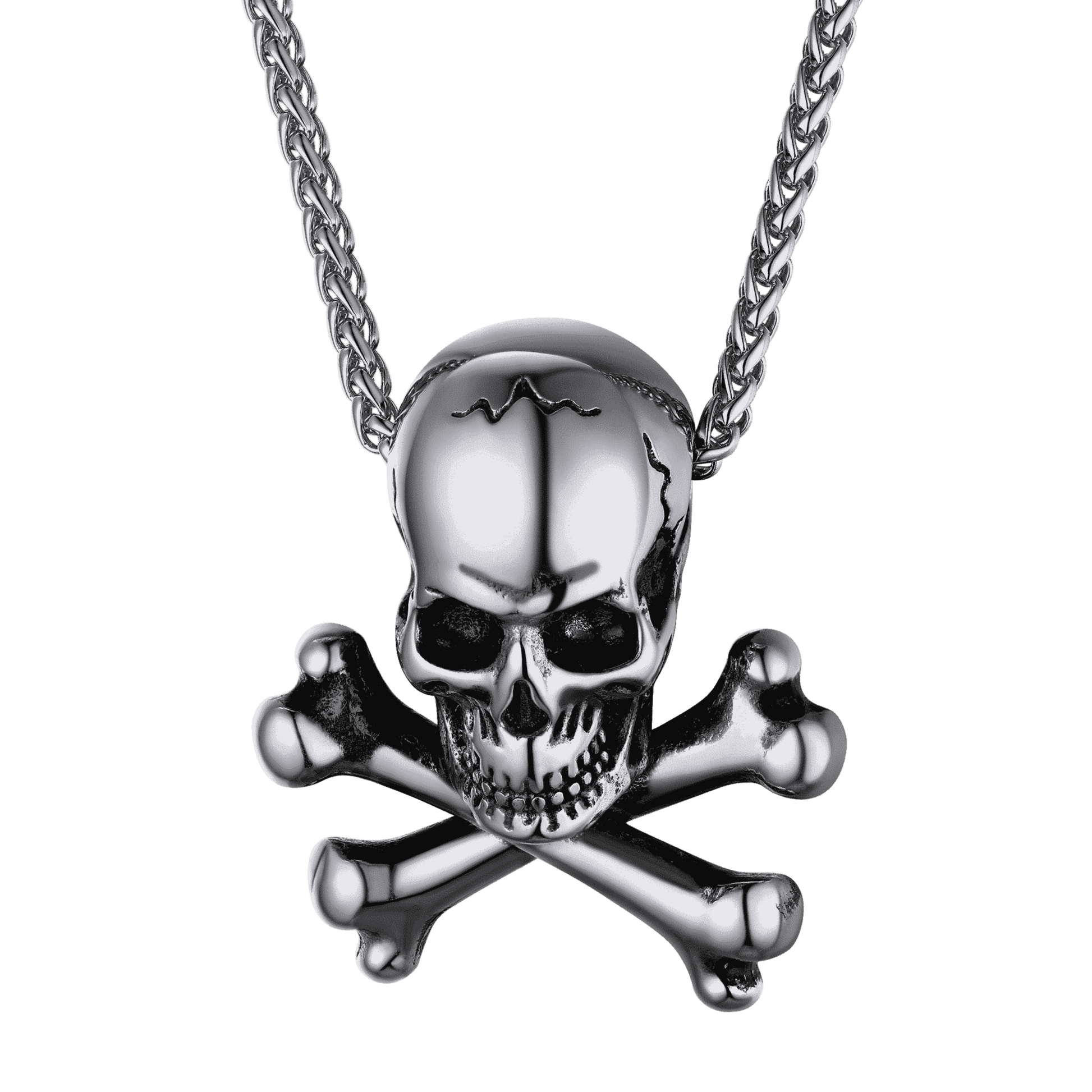 FaithHeart Gothic Pirate Skull Crossbones Necklace For Men FaithHeart