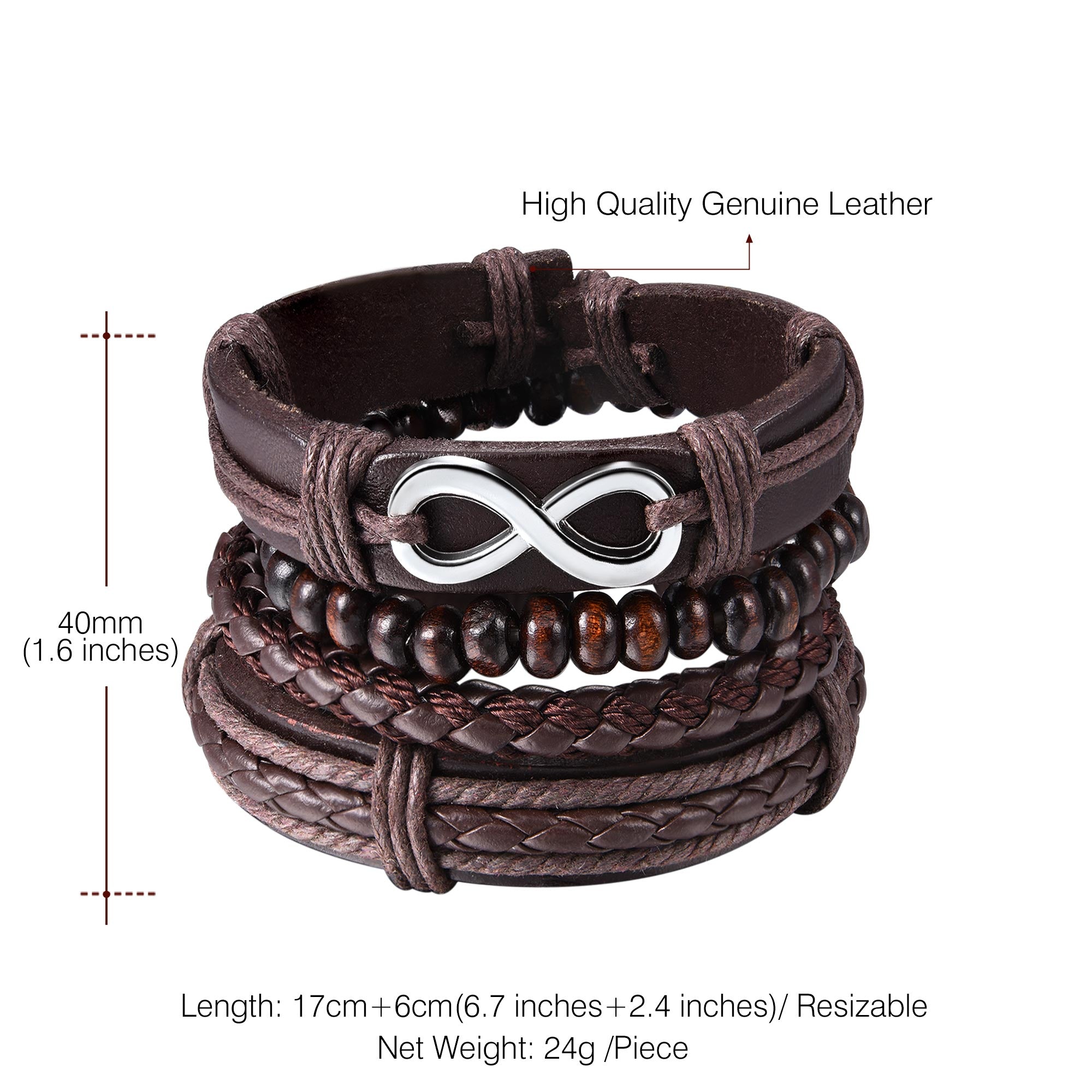 FaithHeart Infinite Woven Cuff Rope Leather Bracelet for Men FaithHeart