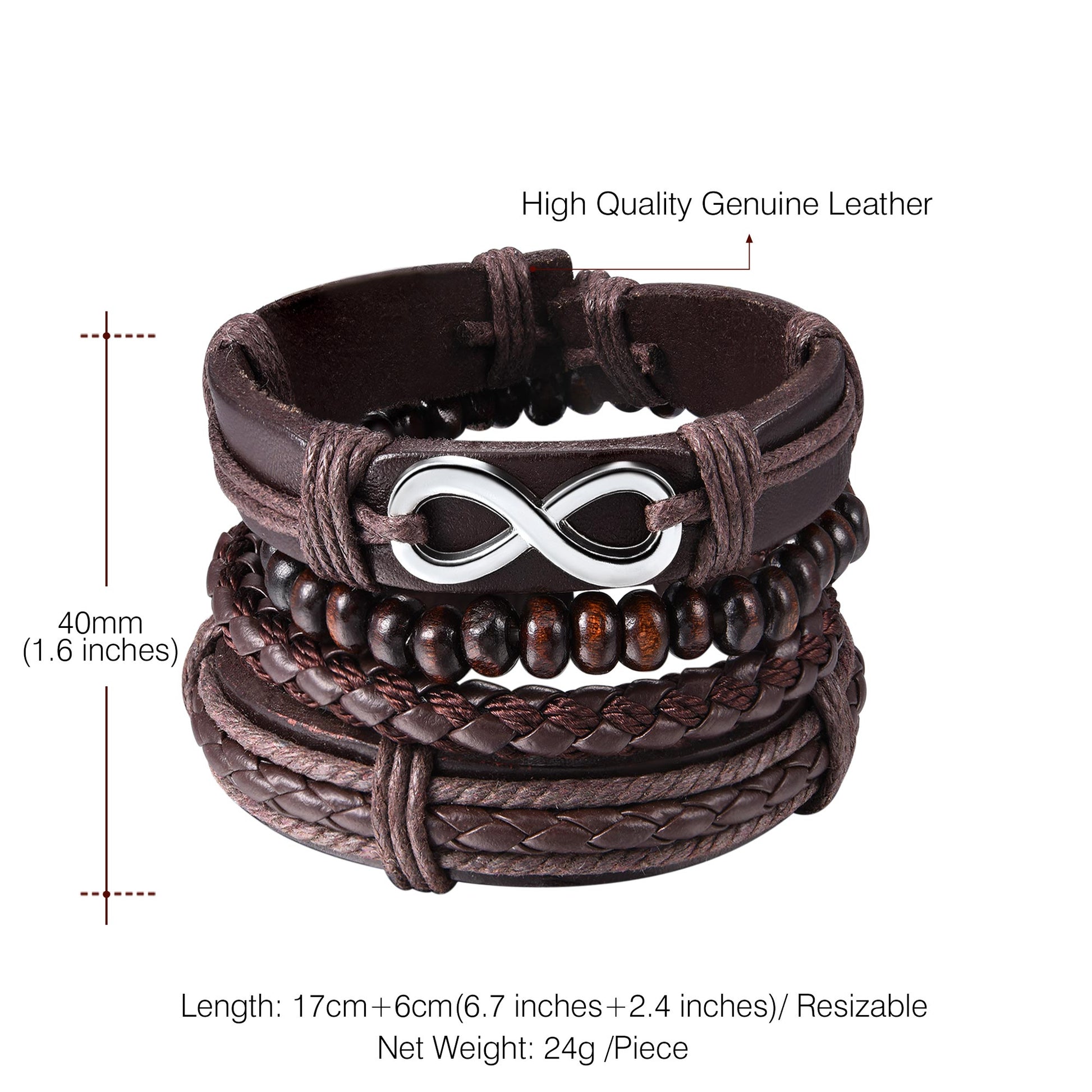 FaithHeart Infinite Woven Cuff Rope Leather Bracelet for Men FaithHeart