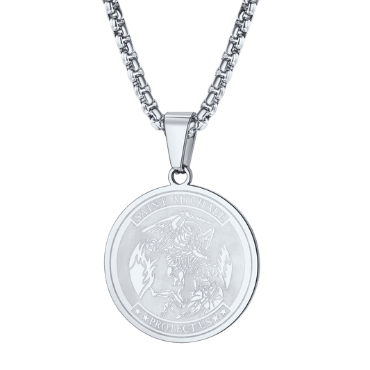 FaithHeart St. Michael Catholic Necklace Medal Protection Necklace for Men FaithHeart