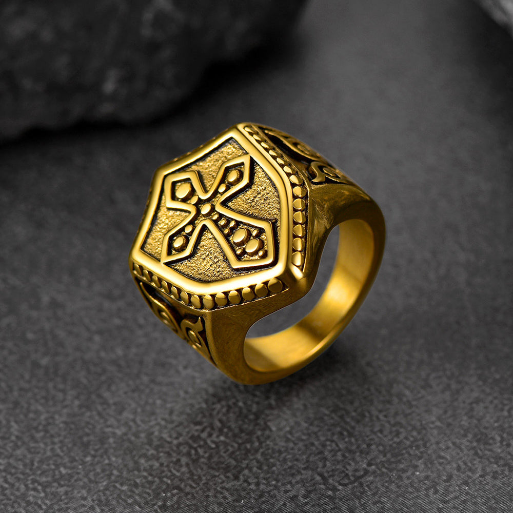 FaithHeart Shield Crusader Templar Cross Ring For Men FaithHeart