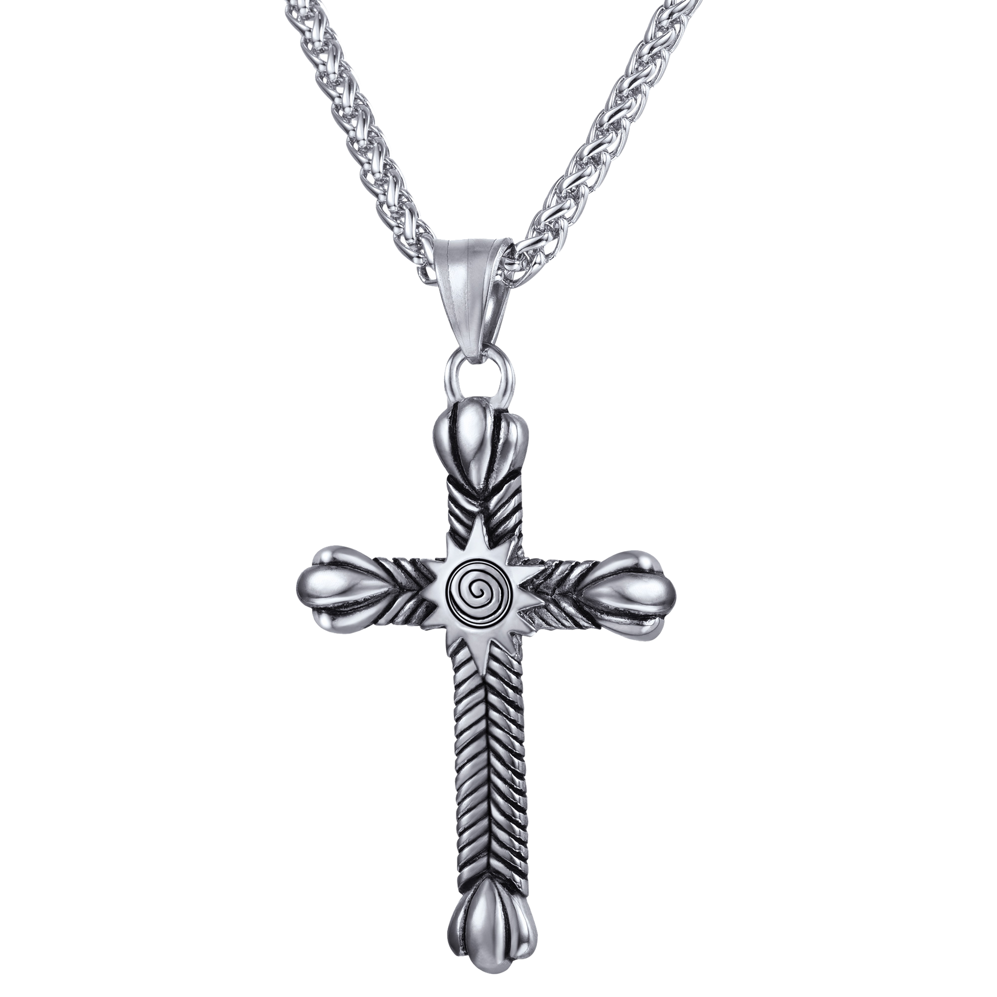 FaithHeart Stainless Steel Cross Crucifix Necklace for Men FaithHeart