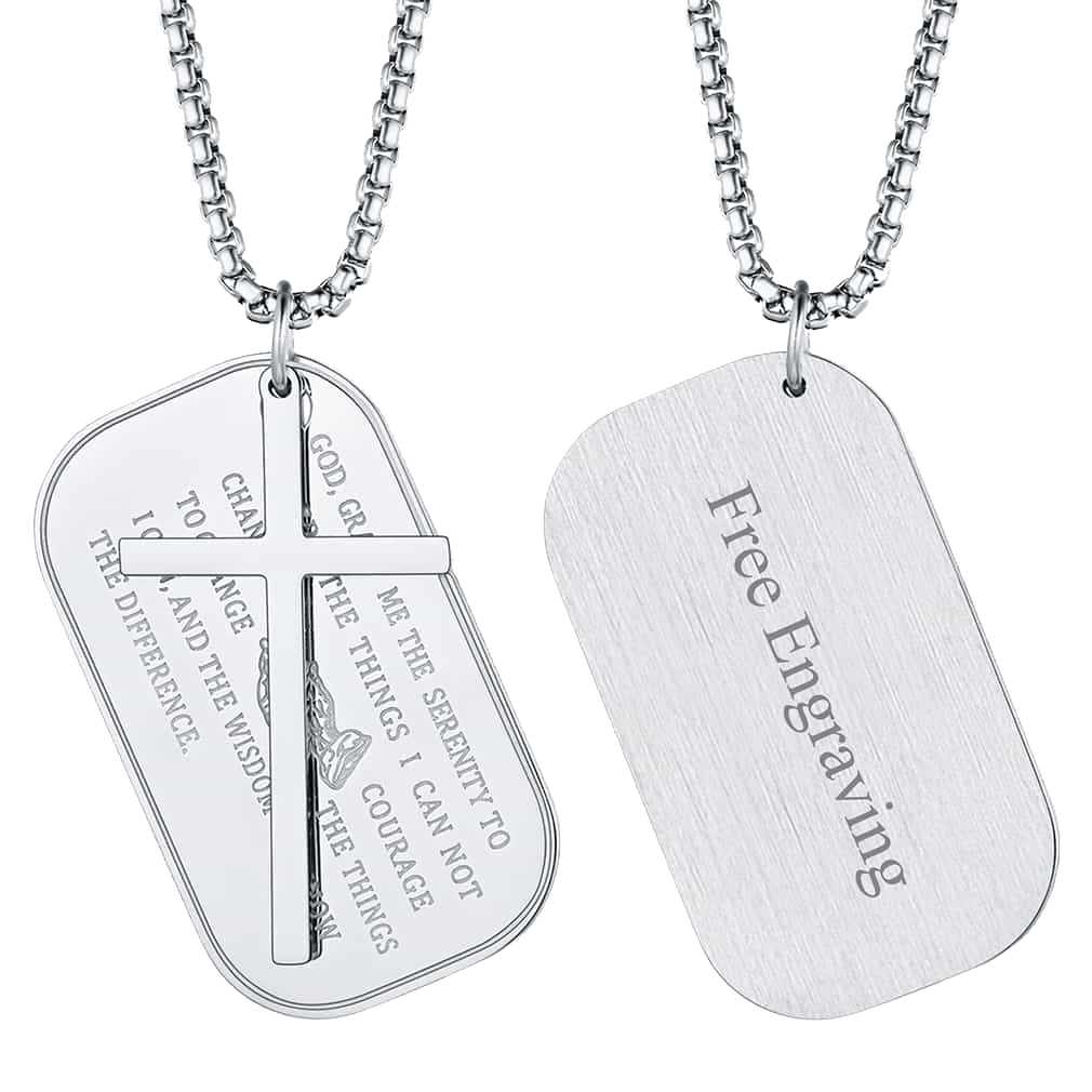 Customized Engraved Dog Tag Necklace Cross