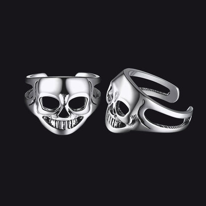 FaithHeart Sterling Silver Gothic Skull Ear Cuff Earrings For Men FaithHeart