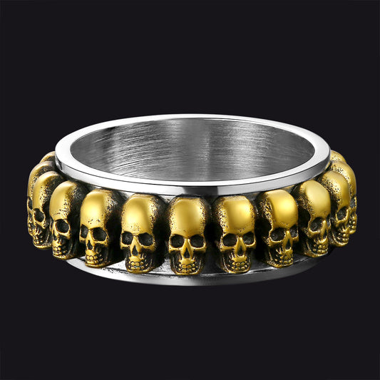 FaithHeart Gothic Skull Ring Fidget Anxiety Ring For Men FaithHeart
