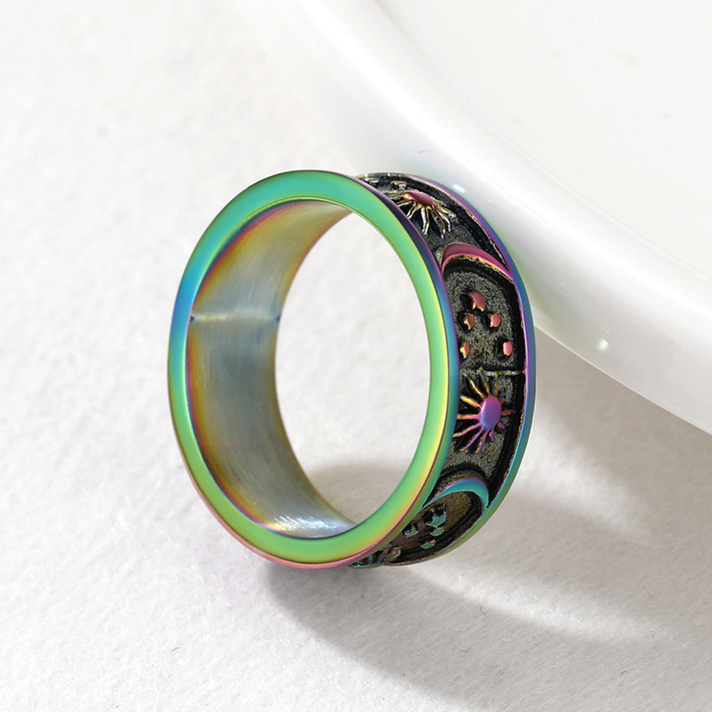 FaithHeart Sun Moon Star Band Ring For Men FaithHeart