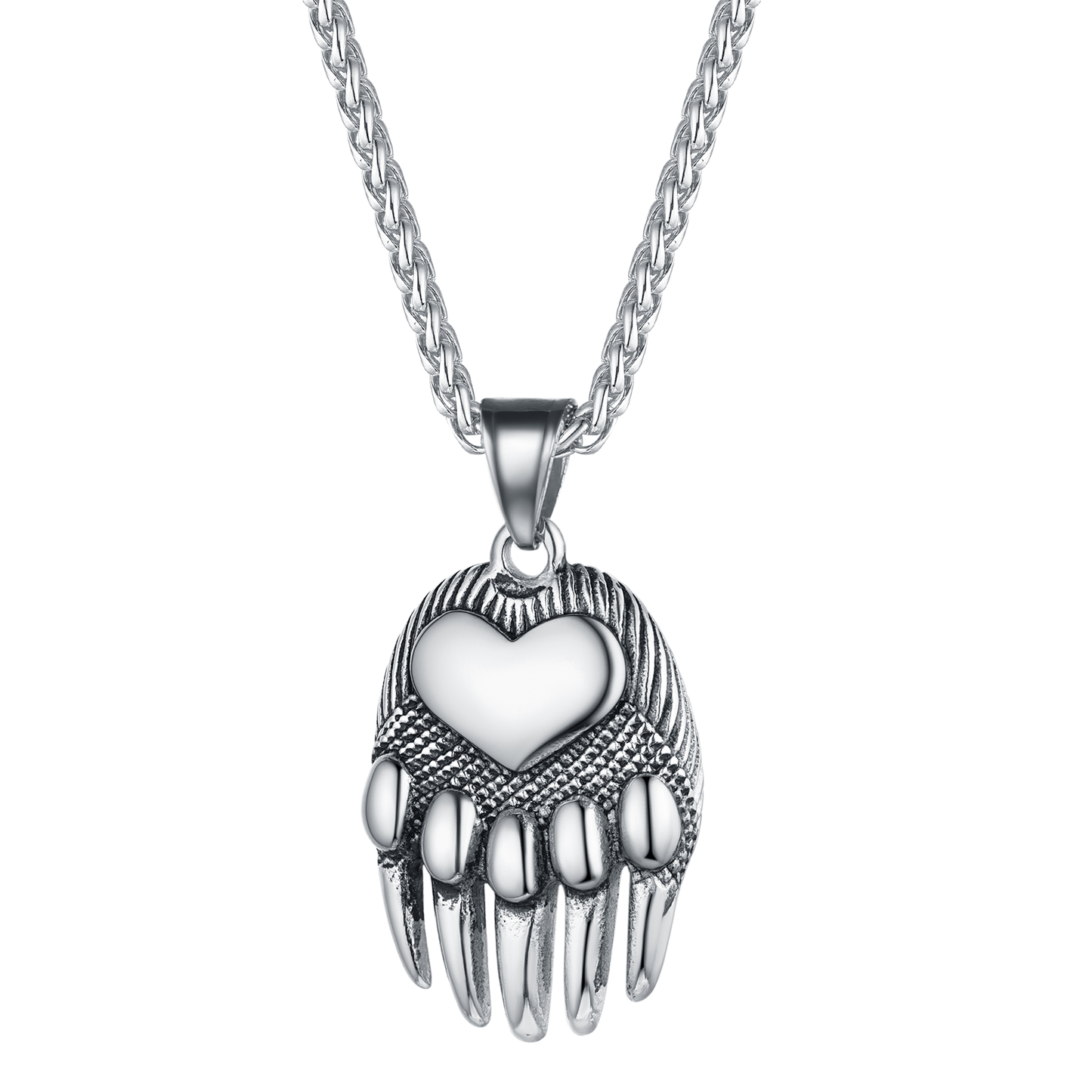 FaithHeart Viking Bear Paw Pendant Necklace for Men FaithHeart