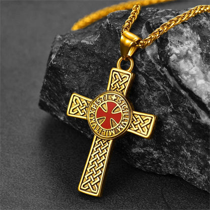 FaithHeart Knights Templar Cross Pendant Necklace For Men FaithHeart