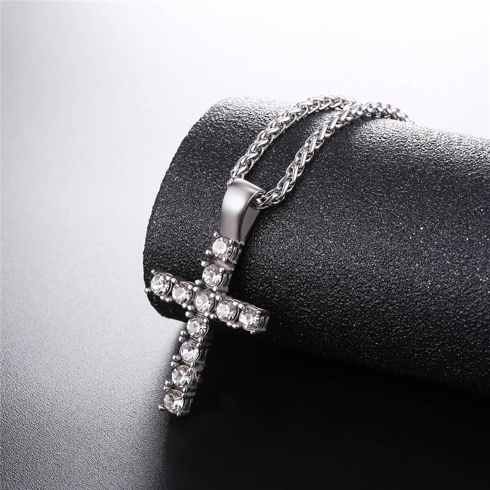 FaithHeart Cubic Zirconia Cross Necklace Pendant for Men/Women FaithHeart
