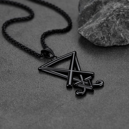 FaithHeart Satanic Sigil of Lucifer Necklace For Men Stainless Steel FaithHeart