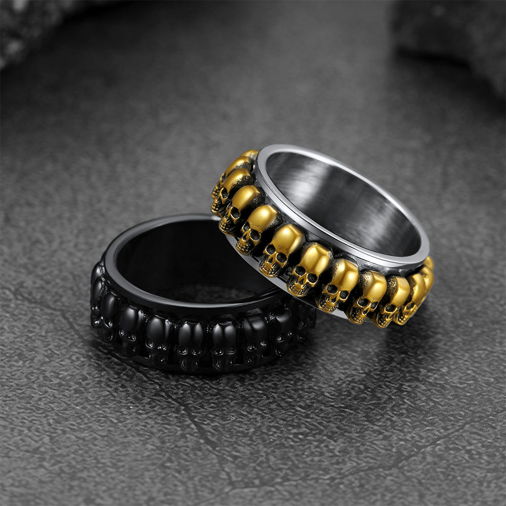 FaithHeart Gothic Skull Ring Fidget Anxiety Ring For Men FaithHeart