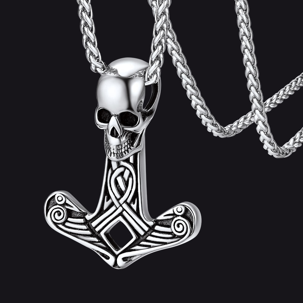 Flash Sale Viking Skull Spear Pendant Necklace