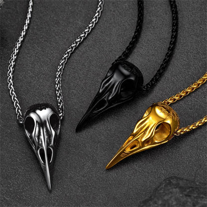 FaithHeart Viking Raven Skull Necklace With Compass for Men FaithHeart